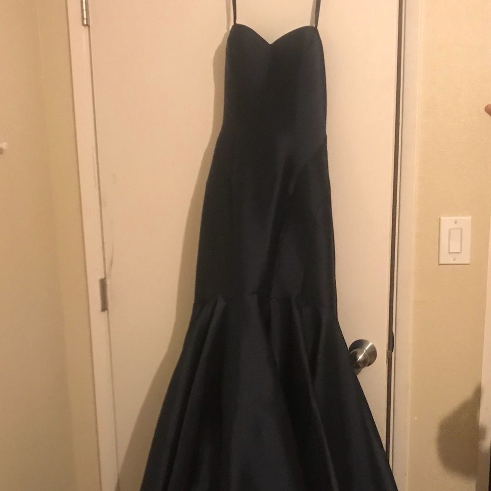 Navy blue mermaid prom dress very beautiful